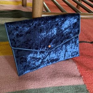 Blue velvet clutch